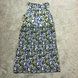 J Jill Dress Floral Print Pleated Sleeveless Boat Neck NWT